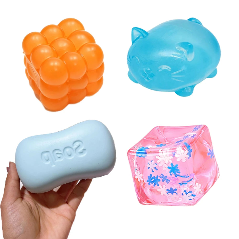 Hot Fruit Stress Ball Crunchy Squeeze Ball Squishy Cheese Peanut Soft Block Feel Fidget Toy ASMR Sensory Anti Stress Ball Adults