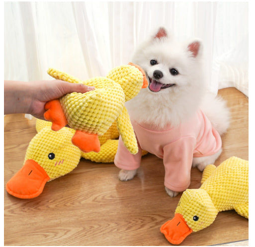 Squeaky Duck Dog & Cat Toy – Calming Plush Chew Toy for Pets