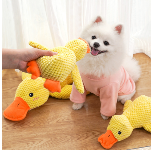 Squeaky Duck Dog & Cat Toy – Calming Plush Chew Toy for Pets