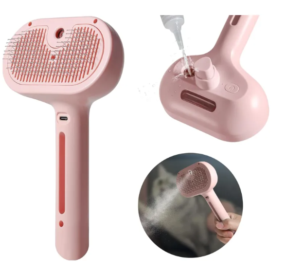 Pet Hair Spray Brush – 2-in-1 Grooming Brush with Built-In Water Sprayer