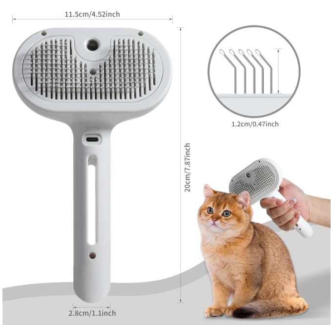 Pet Hair Spray Brush – 2-in-1 Grooming Brush with Built-In Water Sprayer