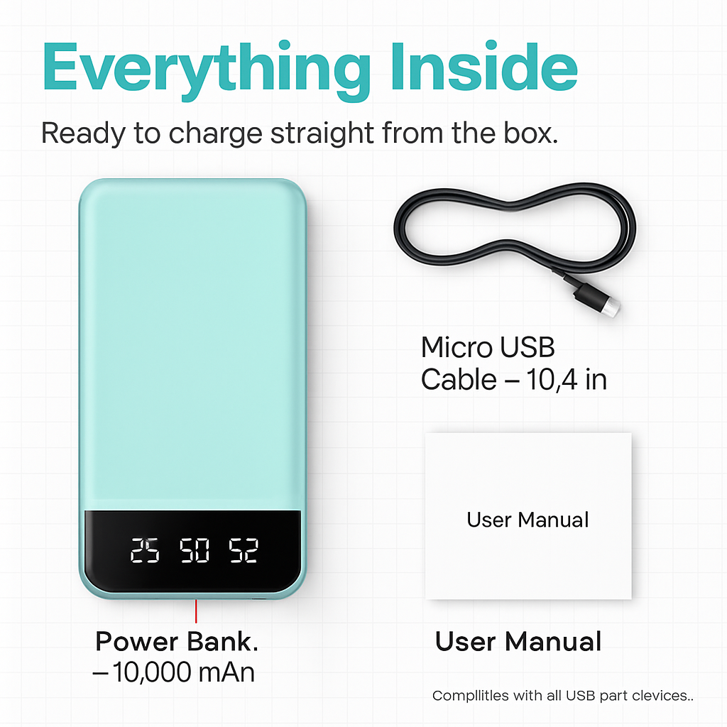 Power Bank Portable Slim Charger Dual USB Output