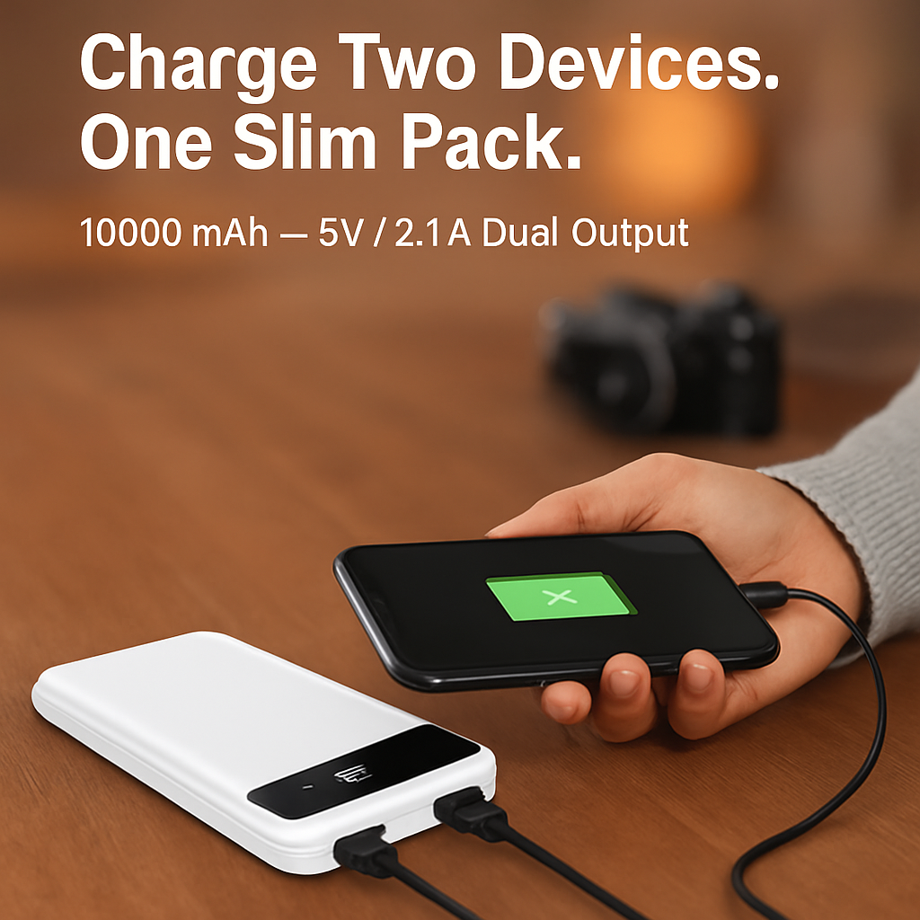 Power Bank Portable Slim Charger Dual USB Output