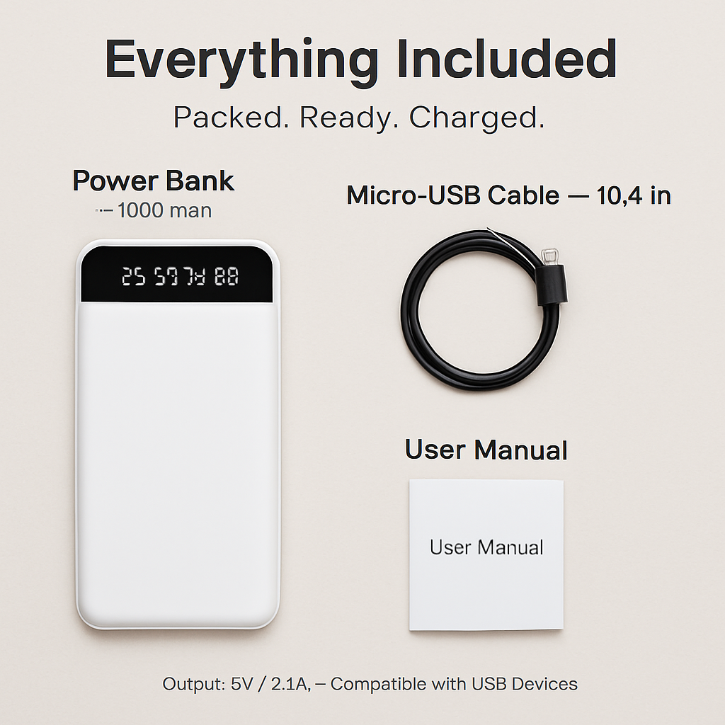 Power Bank Portable Slim Charger Dual USB Output